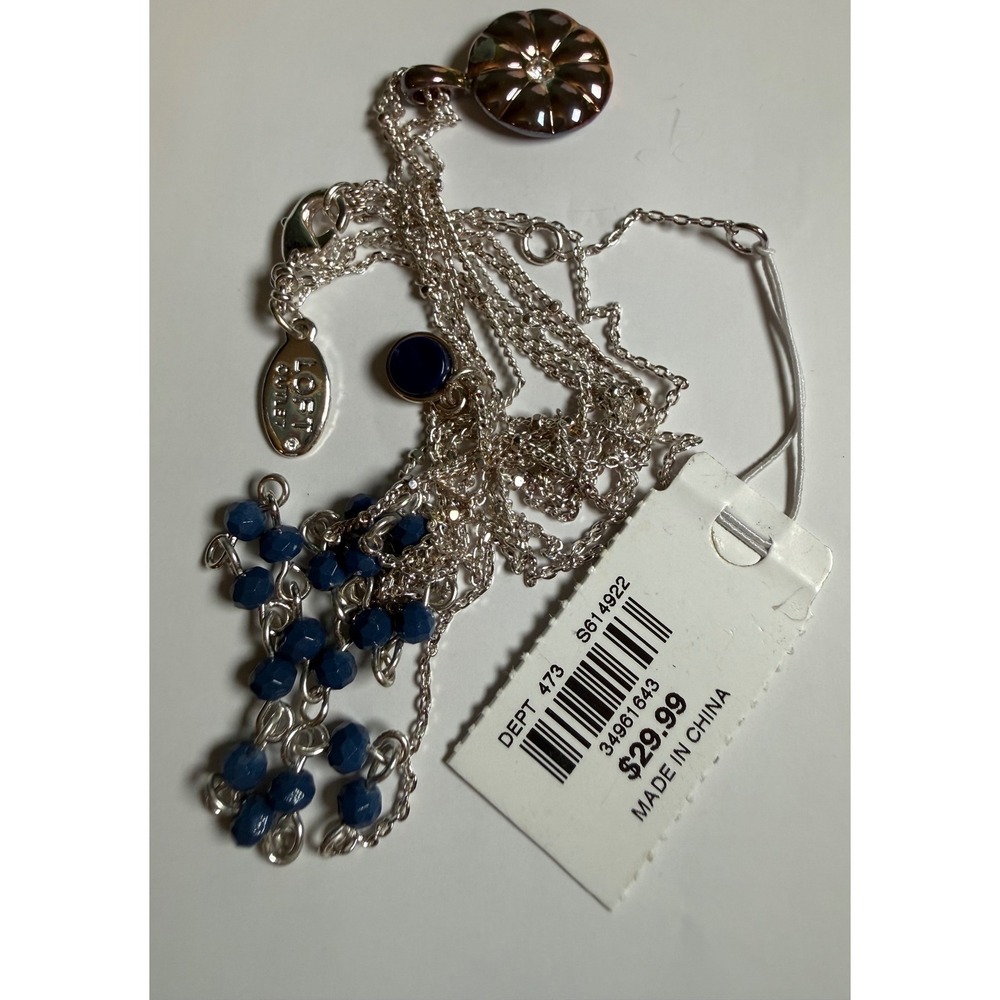 Necklace LOFT Outlet NWT Layered Blue Beaded Silver Tone Statement $29.99 Office